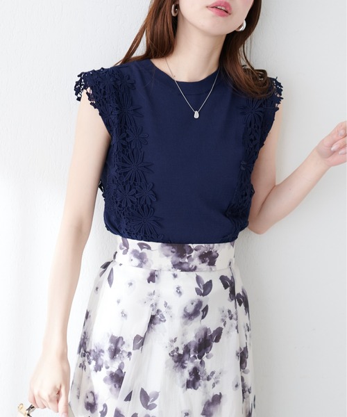 natural couture（ナチュラルクチュール）の「canamiレース×ニットコンビノースリTOPS（キャミソール・レディース・アイボリー/ピンク/ミント/ネイビー・FREE）」の19枚目の写真