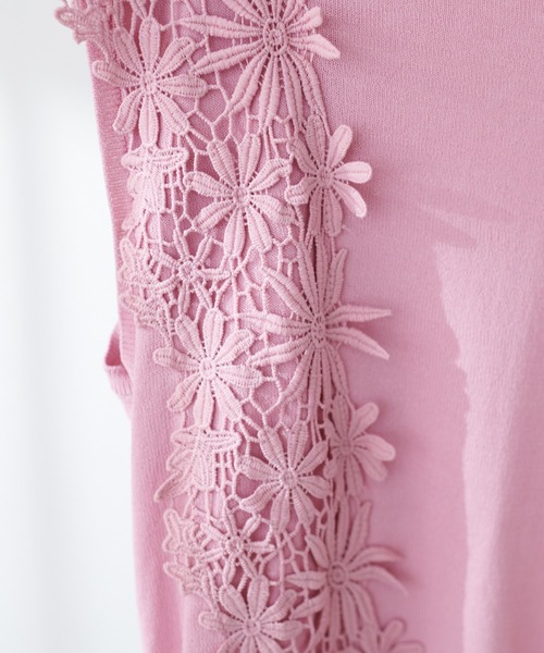 natural couture（ナチュラルクチュール）の「canamiレース×ニットコンビノースリTOPS（キャミソール・レディース・アイボリー/ピンク/ミント/ネイビー・FREE）」の15枚目の写真