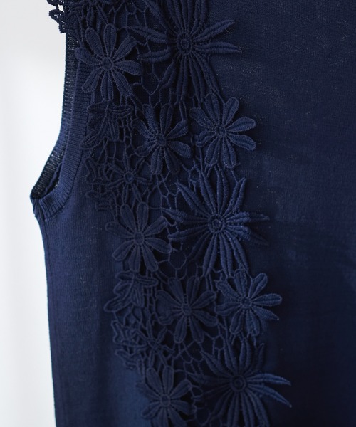 natural couture（ナチュラルクチュール）の「canamiレース×ニットコンビノースリTOPS（キャミソール・レディース・アイボリー/ピンク/ミント/ネイビー・FREE）」の22枚目の写真