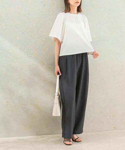 URBAN RESEARCH ROSSO WOMEN（アーバンリサーチ　ロッソ）の「『UR TECH DRYLUXE』ドロストパンツ（その他パンツ・レディース・ブラック/チャコールグレー・FREE）」の2枚目の写真