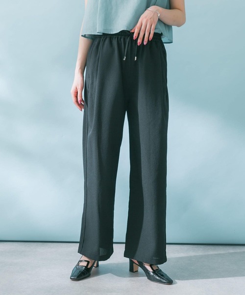 URBAN RESEARCH ROSSO WOMEN（アーバンリサーチ　ロッソ）の「『UR TECH DRYLUXE』ドロストパンツ（その他パンツ・レディース・ブラック/チャコールグレー・FREE）」の8枚目の写真