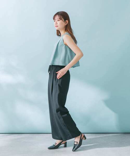 URBAN RESEARCH ROSSO WOMEN（アーバンリサーチ　ロッソ）の「『UR TECH DRYLUXE』ドロストパンツ（その他パンツ・レディース・ブラック/チャコールグレー・FREE）」の12枚目の写真