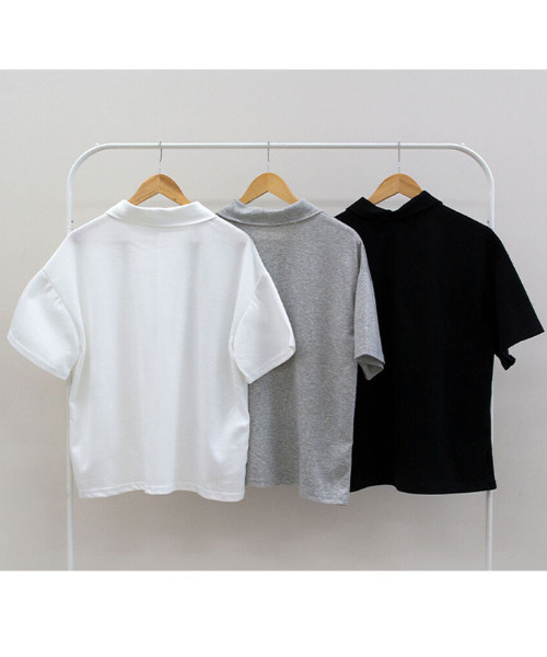 セール】快適な襟アノラックジッパー半袖Tシャツ（Tシャツ