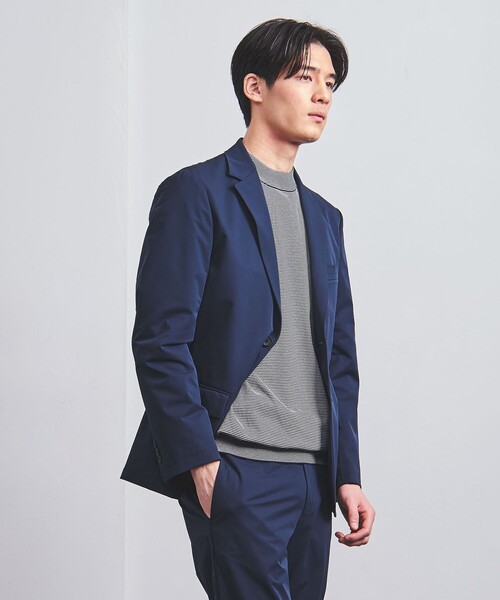 UNITED ARROWS(ユナイテッドアローズ)の「コットン/ポリエステル ボーダー モックネックニット COZY -ウォッシャブル・抗菌防臭-(ニット/セーター・メンズ・オリーブ/ネイビー・XL/L/XXL/S/M)」の4枚目の写真