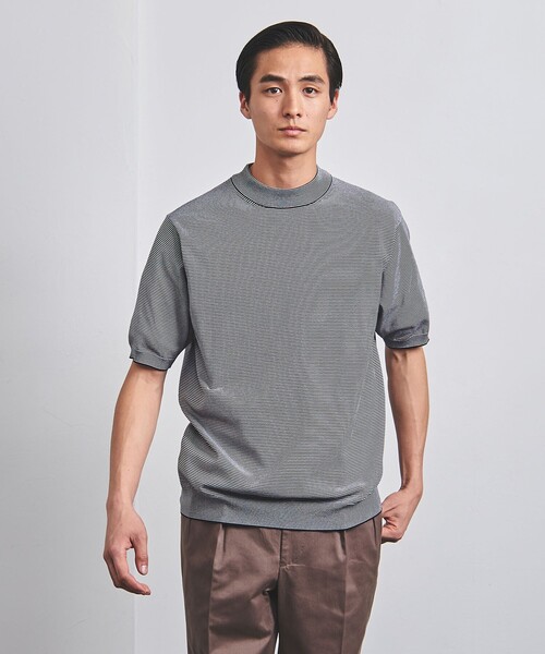 UNITED ARROWS(ユナイテッドアローズ)の「コットン/ポリエステル ボーダー モックネックニット COZY -ウォッシャブル・抗菌防臭-(ニット/セーター・メンズ・オリーブ/ネイビー・XL/L/XXL/S/M)」の6枚目の写真