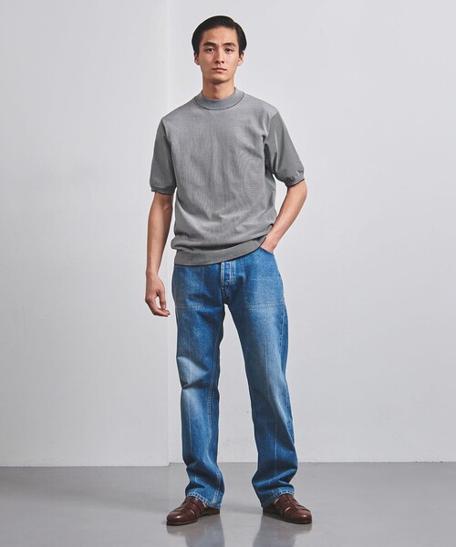 UNITED ARROWS(ユナイテッドアローズ)の「コットン/ポリエステル ボーダー モックネックニット COZY -ウォッシャブル・抗菌防臭-(ニット/セーター・メンズ・オリーブ/ネイビー・XL/L/XXL/S/M)」の12枚目の写真