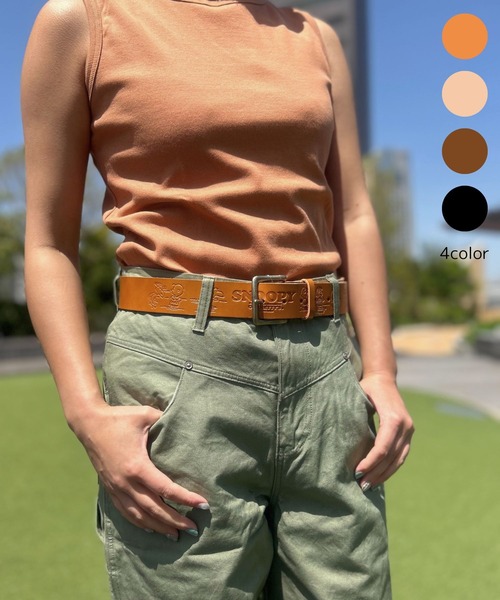 SNOOPY×OLD BETTY'S（スヌーピーカケルオールドベティーズ）の「【日本製】スヌーピー 【SNOOPY】 Embossed Leather Belt(C-Skateboard柄)（ベルト・レディース・ブラック/ナチュラル/ブラウン/キャメル・FREE）」の8枚目の写真
