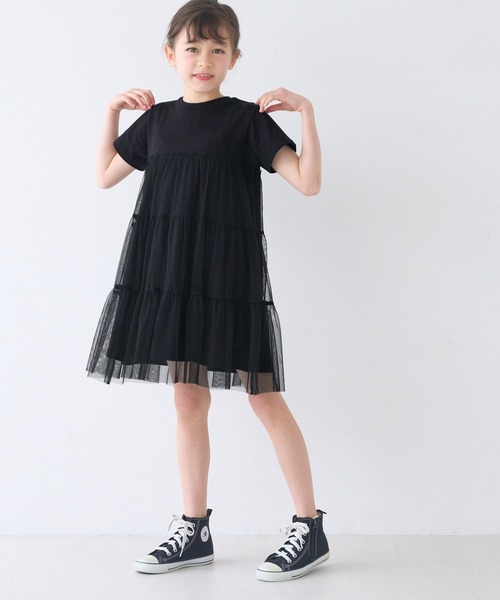 coca（coca）（コカ）の「【WEB限定セール】キッズ チュールドッキングティアードワンピース（ワンピース・キッズ・ブラック/ライトグリーン・120/110/140/130/150）」の11枚目の写真