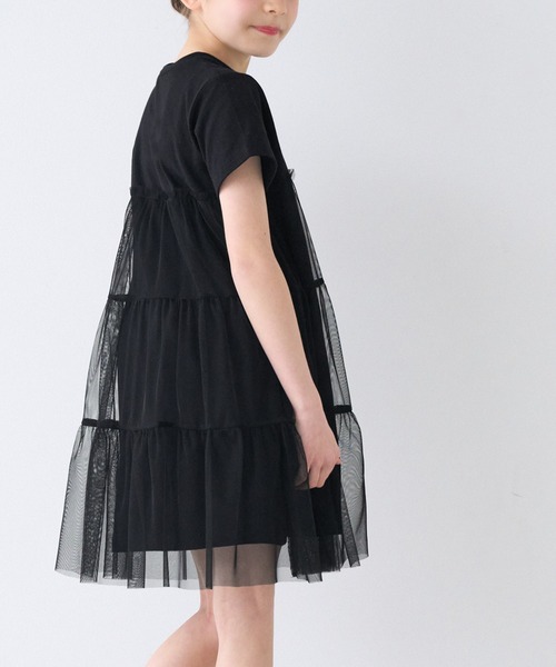 coca（coca）（コカ）の「【WEB限定セール】キッズ チュールドッキングティアードワンピース（ワンピース・キッズ・ブラック/ライトグリーン・120/110/140/130/150）」の13枚目の写真