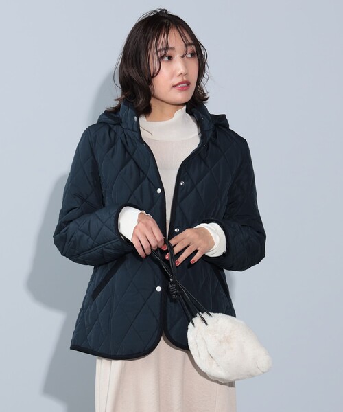 BEAMS HEART ネイビー キルティングブルゾン L BEAMS HEART ネイビー キルティングブルゾン L