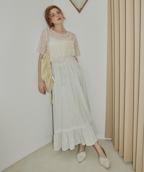 idem(イデム)の「sheer lace frill tops/シアーレースフリルトップス(Tシャツ/カットソー・レディース・ブラック/アイボリー・FREE)」の10枚目の写真