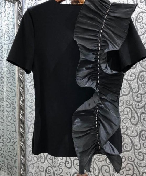 【セール】BIGフリルアシメ半袖Tシャツ（Tシャツ/カットソー）｜deux amour（ドゥーザムール）