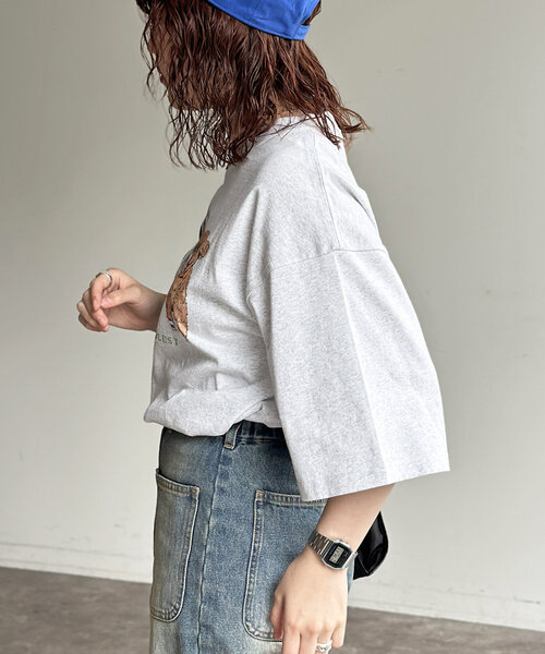 CPCM（シーピーシーエム）の「ヴィンテージライク動物T（Tシャツ/カットソー・レディース・ホワイト/チャコールグレー/グレー/サックスブルー・MEDIUM/LARGE）」の9枚目の写真