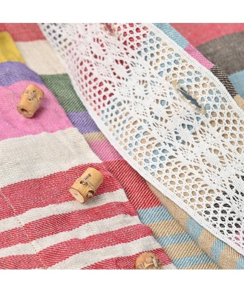 45R インドリネンツイルのマルチ縞レフアブラウス 45rpm