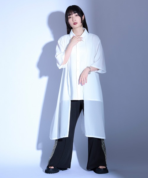 Ellno Loset（エルノロゼット）の「シアーレイヤードロングシャツ/SS（シャツ/ブラウス・メンズ・ブルーグレー/ブラック/グレー系その他/オフホワイト/ブラック系その他/ブルー系その他・LARGE/MEDIUM/SMALL）」の12枚目の写真