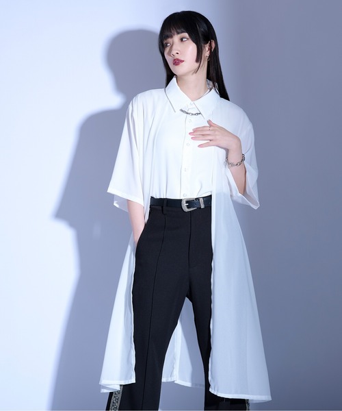 Ellno Loset（エルノロゼット）の「シアーレイヤードロングシャツ/SS（シャツ/ブラウス・メンズ・ブルーグレー/ブラック/グレー系その他/オフホワイト/ブラック系その他/ブルー系その他・LARGE/MEDIUM/SMALL）」の11枚目の写真