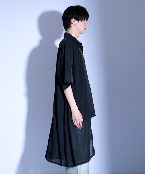 Ellno Loset（エルノロゼット）の「シアーレイヤードロングシャツ/SS（シャツ/ブラウス・メンズ・ブルーグレー/ブラック/グレー系その他/オフホワイト/ブラック系その他/ブルー系その他・LARGE/MEDIUM/SMALL）」の17枚目の写真