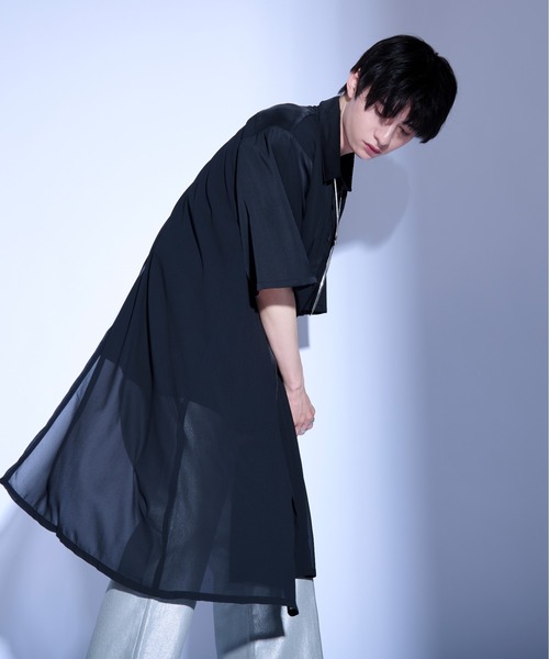 Ellno Loset（エルノロゼット）の「シアーレイヤードロングシャツ/SS（シャツ/ブラウス・メンズ・ブルーグレー/ブラック/グレー系その他/オフホワイト/ブラック系その他/ブルー系その他・LARGE/MEDIUM/SMALL）」の16枚目の写真