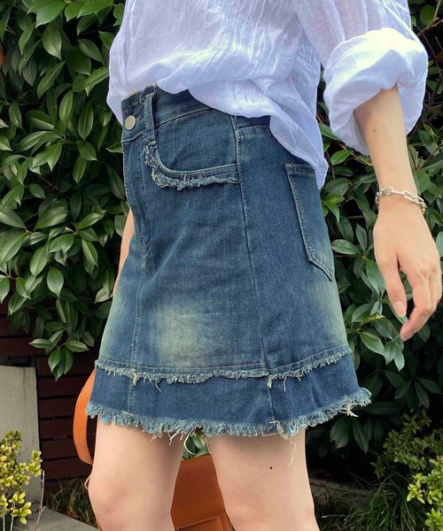 NANEA(ナネア)の「カットオフデザインデニムミニスカート インナーパンツ付き(デニムスカート・レディース・ブラック/ブルー・SMALL/MEDIUM/LARGE)」の13枚目の写真