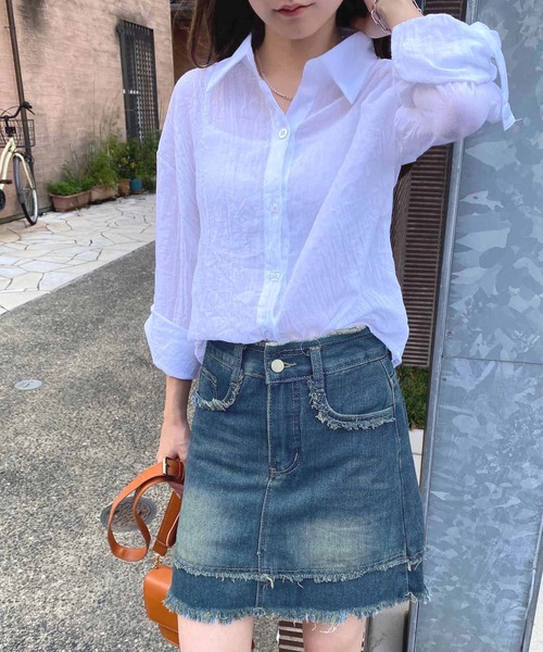 NANEA(ナネア)の「カットオフデザインデニムミニスカート インナーパンツ付き(デニムスカート・レディース・ブラック/ブルー・SMALL/MEDIUM/LARGE)」の12枚目の写真