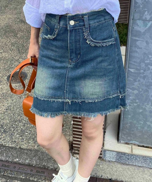 NANEA(ナネア)の「カットオフデザインデニムミニスカート インナーパンツ付き(デニムスカート・レディース・ブラック/ブルー・SMALL/MEDIUM/LARGE)」の18枚目の写真