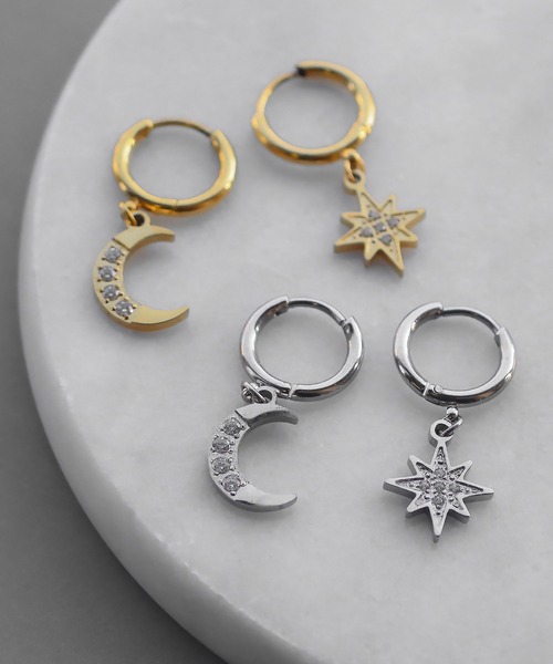 abaskdesign(アバスクデザイン)の「金属アレルギー対応 スター&ムーンアシンデザインステンレスピアス(ピアス(両耳用)・レディース・ゴールド/シルバー・FREE)」の6枚目の写真