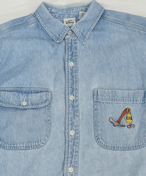 DISNEY VINTAGE（ディズニーヴィンテージ）の「【ヴィンテージ古着】90's THE DISNEY STORE / ディズニー 七人の小人 刺繍 デニム シャツ（シャツ/ブラウス・メンズ・ブルー・LARGE）」の7枚目の写真