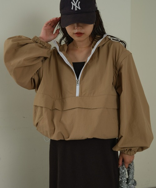 CIAOPANIC TYPY(チャオパニックティピー)の「【2WAY】リップストップオーバーアノラック(ナイロンジャケット・レディース・ベージュ/ブラック/カーキ・ONE SIZE)」の21枚目の写真