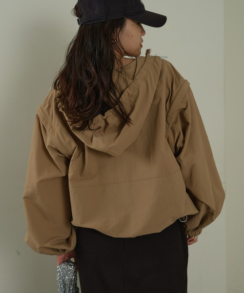 CIAOPANIC TYPY(チャオパニックティピー)の「【2WAY】リップストップオーバーアノラック(ナイロンジャケット・レディース・ベージュ/ブラック/カーキ・ONE SIZE)」の19枚目の写真