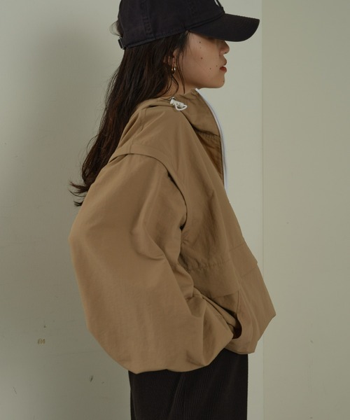 CIAOPANIC TYPY(チャオパニックティピー)の「【2WAY】リップストップオーバーアノラック(ナイロンジャケット・レディース・ベージュ/ブラック/カーキ・ONE SIZE)」の18枚目の写真