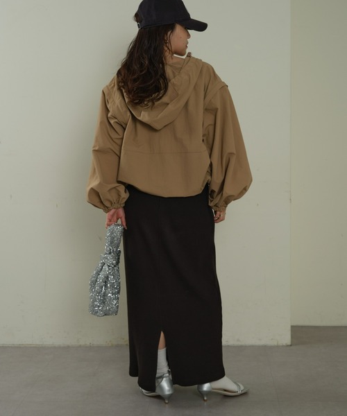 CIAOPANIC TYPY(チャオパニックティピー)の「【2WAY】リップストップオーバーアノラック(ナイロンジャケット・レディース・ベージュ/ブラック/カーキ・ONE SIZE)」の15枚目の写真