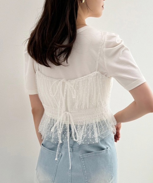 one after another NICE CLAUP（ワンアフターアナザーナイスクラップ）の「マルチウェイビスチェセットトップス（アンサンブル・レディース・ピンク/オフホワイト/チャコールグレー・FREE）」の6枚目の写真