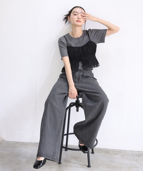 one after another NICE CLAUP（ワンアフターアナザーナイスクラップ）の「マルチウェイビスチェセットトップス（アンサンブル・レディース・ピンク/オフホワイト/チャコールグレー・FREE）」の12枚目の写真