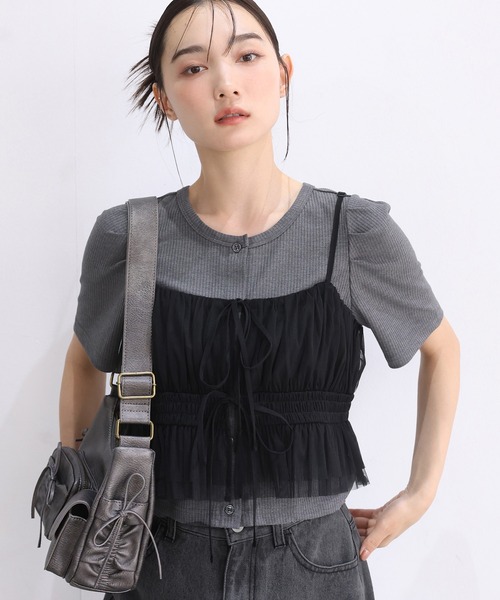 one after another NICE CLAUP（ワンアフターアナザーナイスクラップ）の「マルチウェイビスチェセットトップス（アンサンブル・レディース・ピンク/オフホワイト/チャコールグレー・FREE）」の14枚目の写真