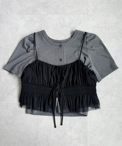 one after another NICE CLAUP（ワンアフターアナザーナイスクラップ）の「マルチウェイビスチェセットトップス（アンサンブル・レディース・ピンク/オフホワイト/チャコールグレー・FREE）」の21枚目の写真