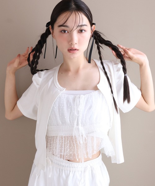 one after another NICE CLAUP（ワンアフターアナザーナイスクラップ）の「マルチウェイビスチェセットトップス（アンサンブル・レディース・ピンク/オフホワイト/チャコールグレー・FREE）」の15枚目の写真