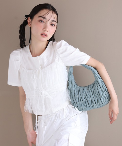 one after another NICE CLAUP（ワンアフターアナザーナイスクラップ）の「マルチウェイビスチェセットトップス（アンサンブル・レディース・ピンク/オフホワイト/チャコールグレー・FREE）」の20枚目の写真