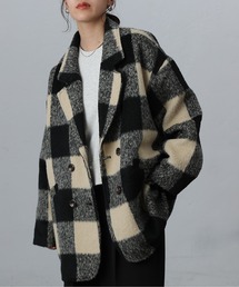 チェック柄ミドル丈コート