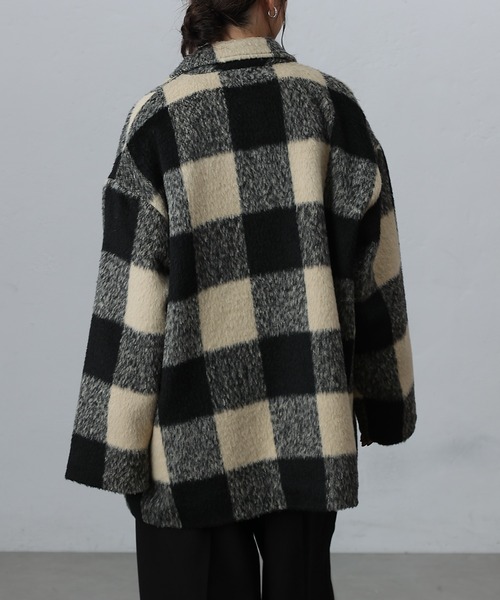 COLONY 2139（コロニートゥーワンスリーナイン）の「チェック柄ミドル丈コート（その他アウター・レディース・オフホワイト・FREE）」の3枚目の写真