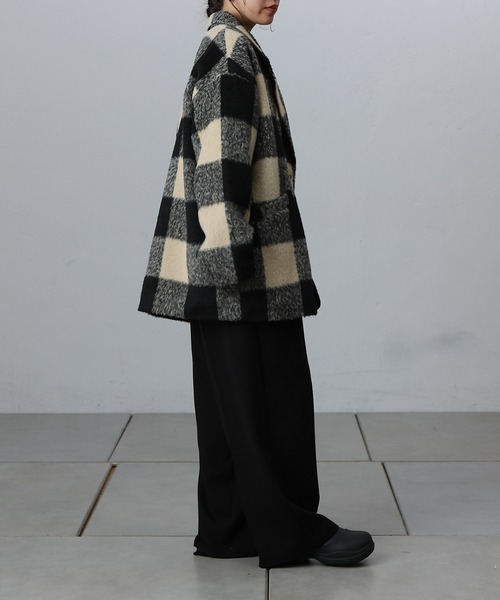 COLONY 2139（コロニートゥーワンスリーナイン）の「チェック柄ミドル丈コート（その他アウター・レディース・オフホワイト・FREE）」の7枚目の写真