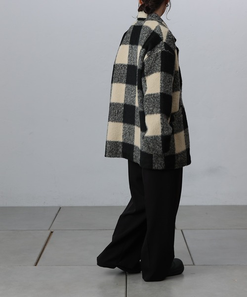 COLONY 2139（コロニートゥーワンスリーナイン）の「チェック柄ミドル丈コート（その他アウター・レディース・オフホワイト・FREE）」の8枚目の写真