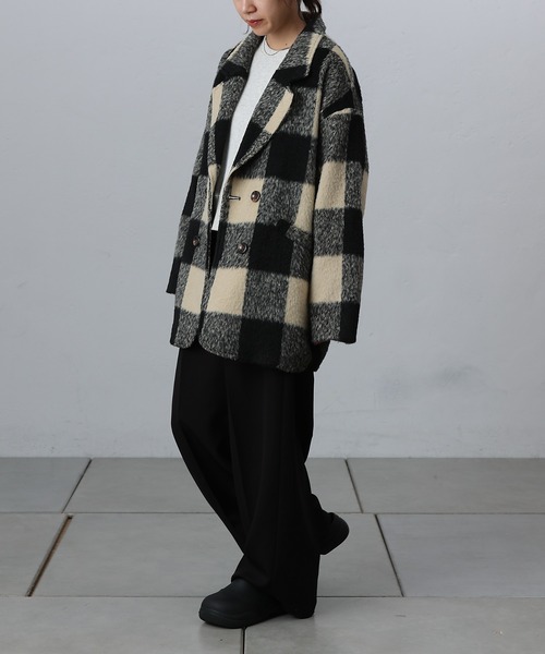 COLONY 2139（コロニートゥーワンスリーナイン）の「チェック柄ミドル丈コート（その他アウター・レディース・オフホワイト・FREE）」の9枚目の写真