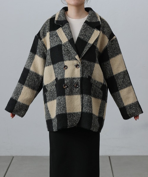 COLONY 2139（コロニートゥーワンスリーナイン）の「チェック柄ミドル丈コート（その他アウター・レディース・オフホワイト・FREE）」の10枚目の写真