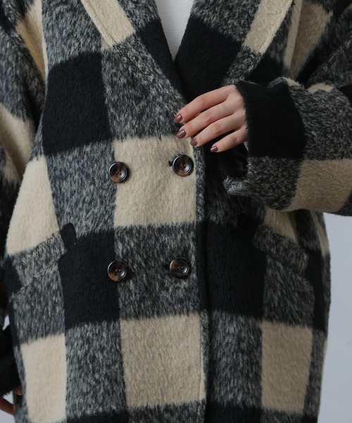 COLONY 2139（コロニートゥーワンスリーナイン）の「チェック柄ミドル丈コート（その他アウター・レディース・オフホワイト・FREE）」の17枚目の写真