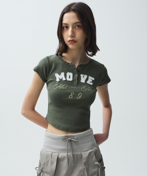 Midnight Move（ミッドナイトムーブ）の「Midnight Move／HENLEYネックT（Tシャツ/カットソー・レディース・カーキ/オフホワイト/ネイビー/ダークグレー・FREE）」の18枚目の写真