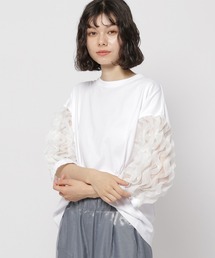 袖シアーフリフリプルオーバー