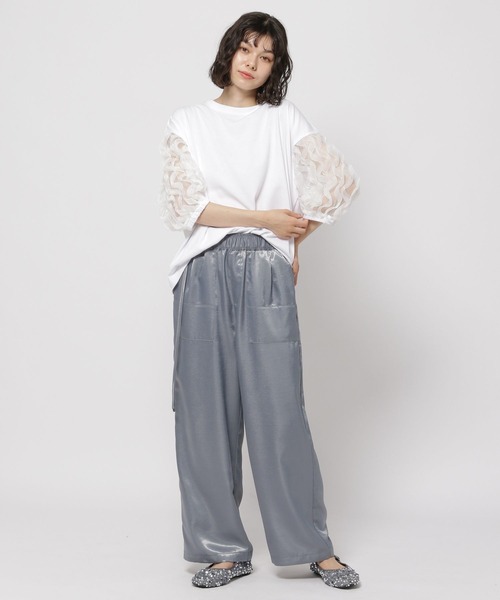 niko and...(ニコアンド)の「袖シアーフリフリプルオーバー(Tシャツ/カットソー・レディース・ブラック/オフホワイト・MEDIUM/LARGE)」の14枚目の写真