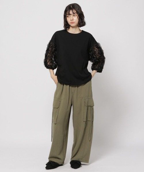 niko and...(ニコアンド)の「袖シアーフリフリプルオーバー(Tシャツ/カットソー・レディース・ブラック/オフホワイト・MEDIUM/LARGE)」の12枚目の写真