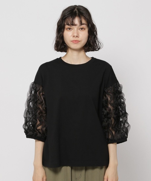 niko and...(ニコアンド)の「袖シアーフリフリプルオーバー(Tシャツ/カットソー・レディース・ブラック/オフホワイト・MEDIUM/LARGE)」の11枚目の写真