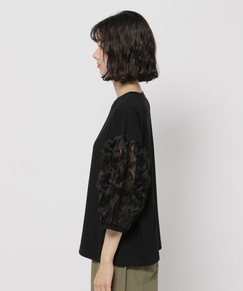 niko and...(ニコアンド)の「袖シアーフリフリプルオーバー(Tシャツ/カットソー・レディース・ブラック/オフホワイト・MEDIUM/LARGE)」の10枚目の写真